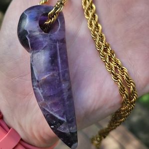Crystal destash! Amethyst crow pendant